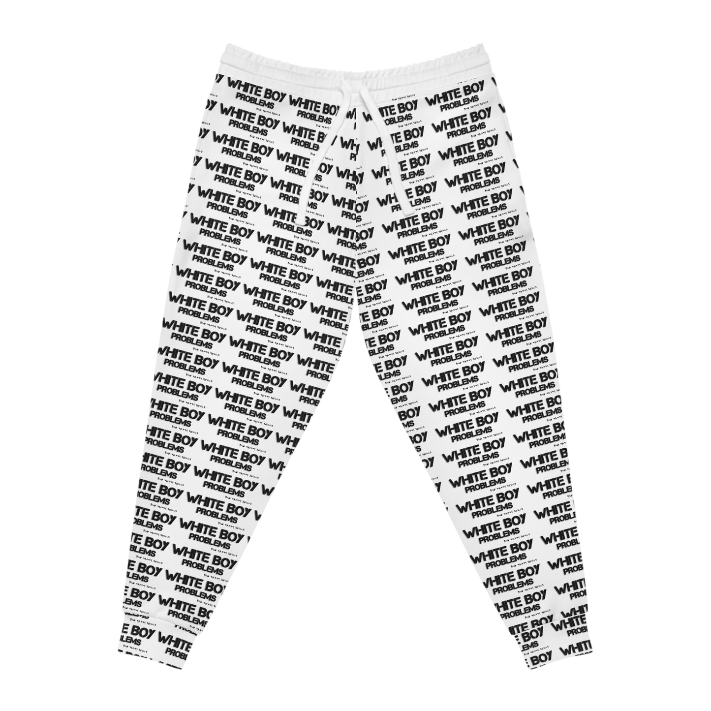 Trendy Athletic Joggers with 'White Boy Problems' Print - Casual Comfort for Everyday Wear