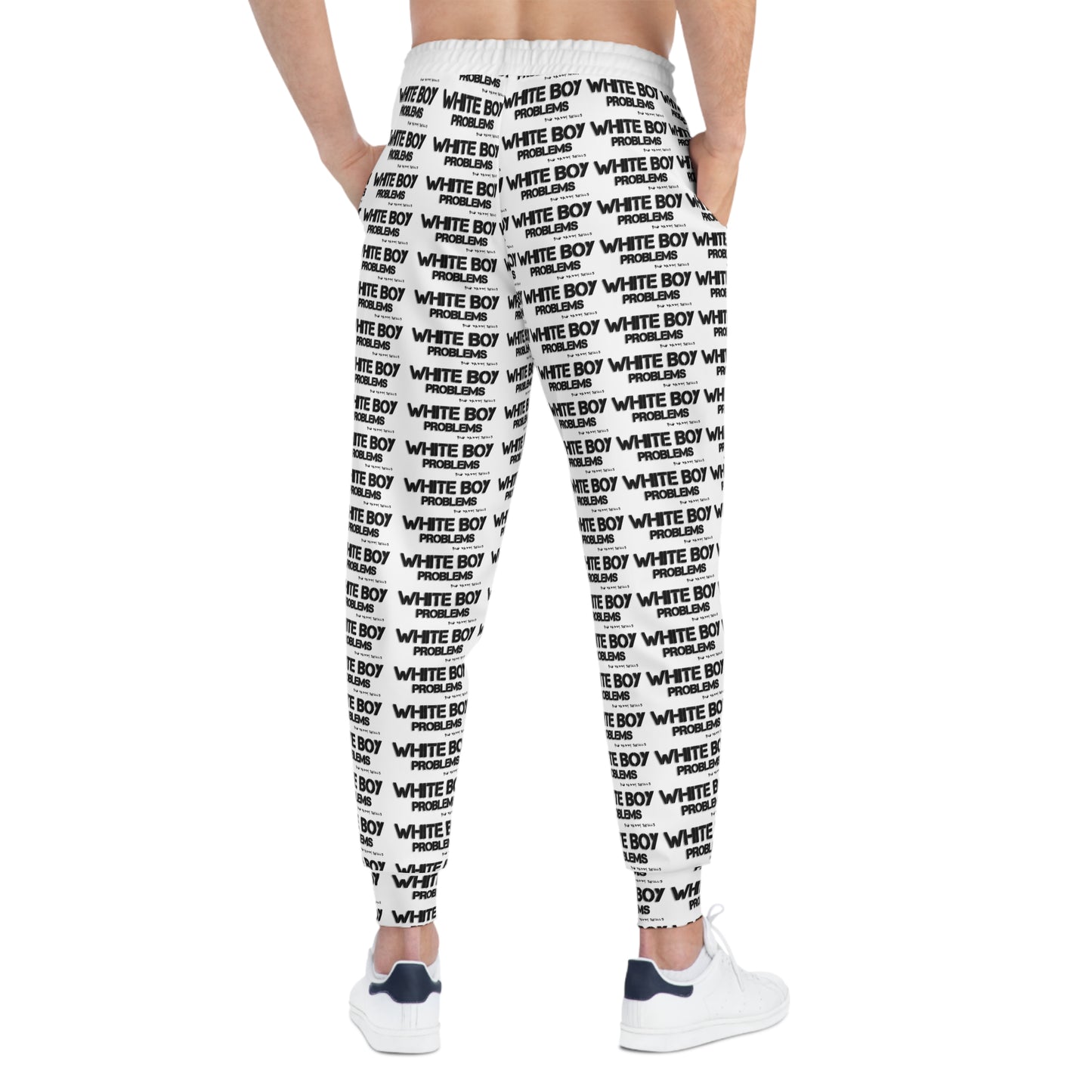 Trendy Athletic Joggers with 'White Boy Problems' Print - Casual Comfort for Everyday Wear