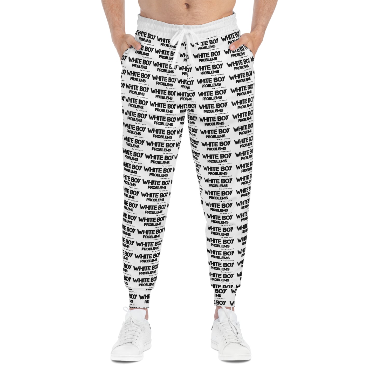 Trendy Athletic Joggers with 'White Boy Problems' Print - Casual Comfort for Everyday Wear